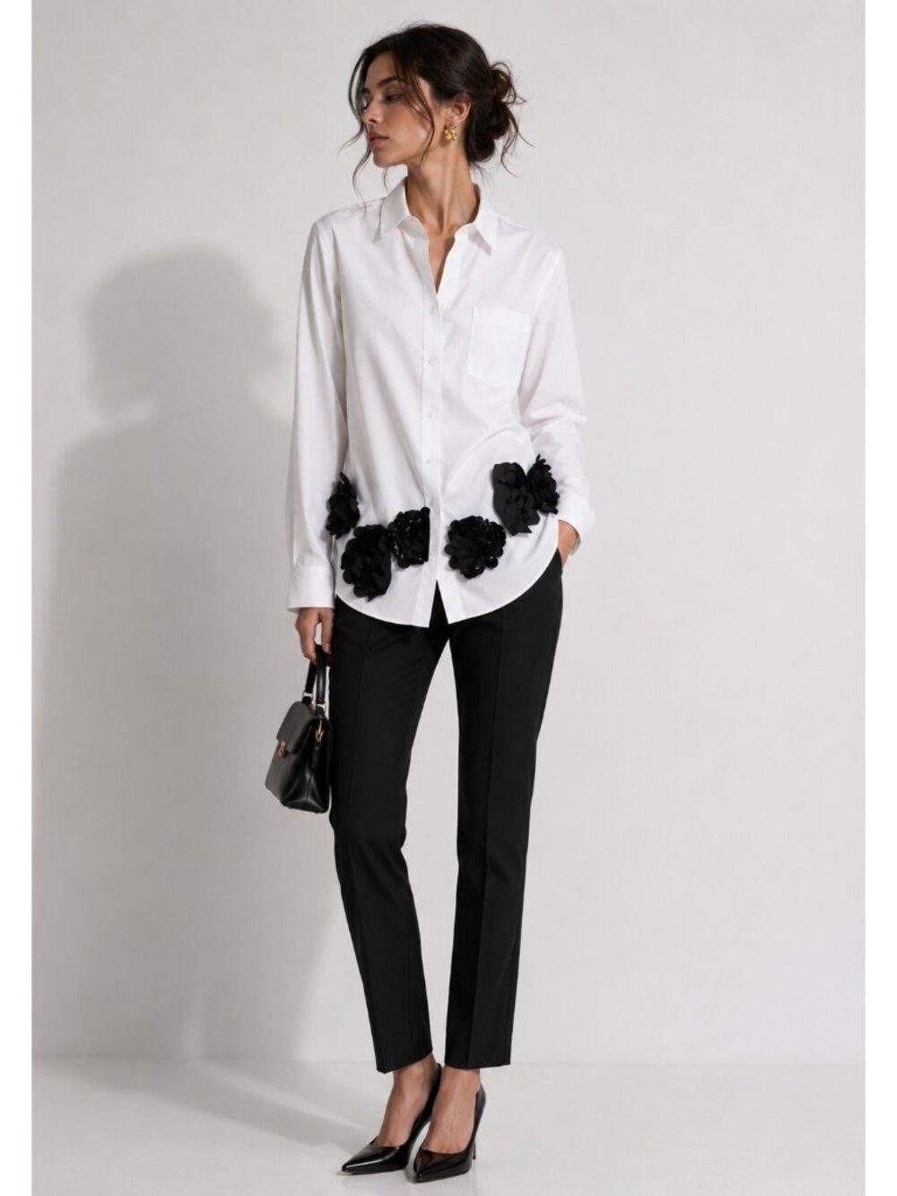 COMME DES GARÇONS TAO Broad Rose-Embellished white Shirt size S